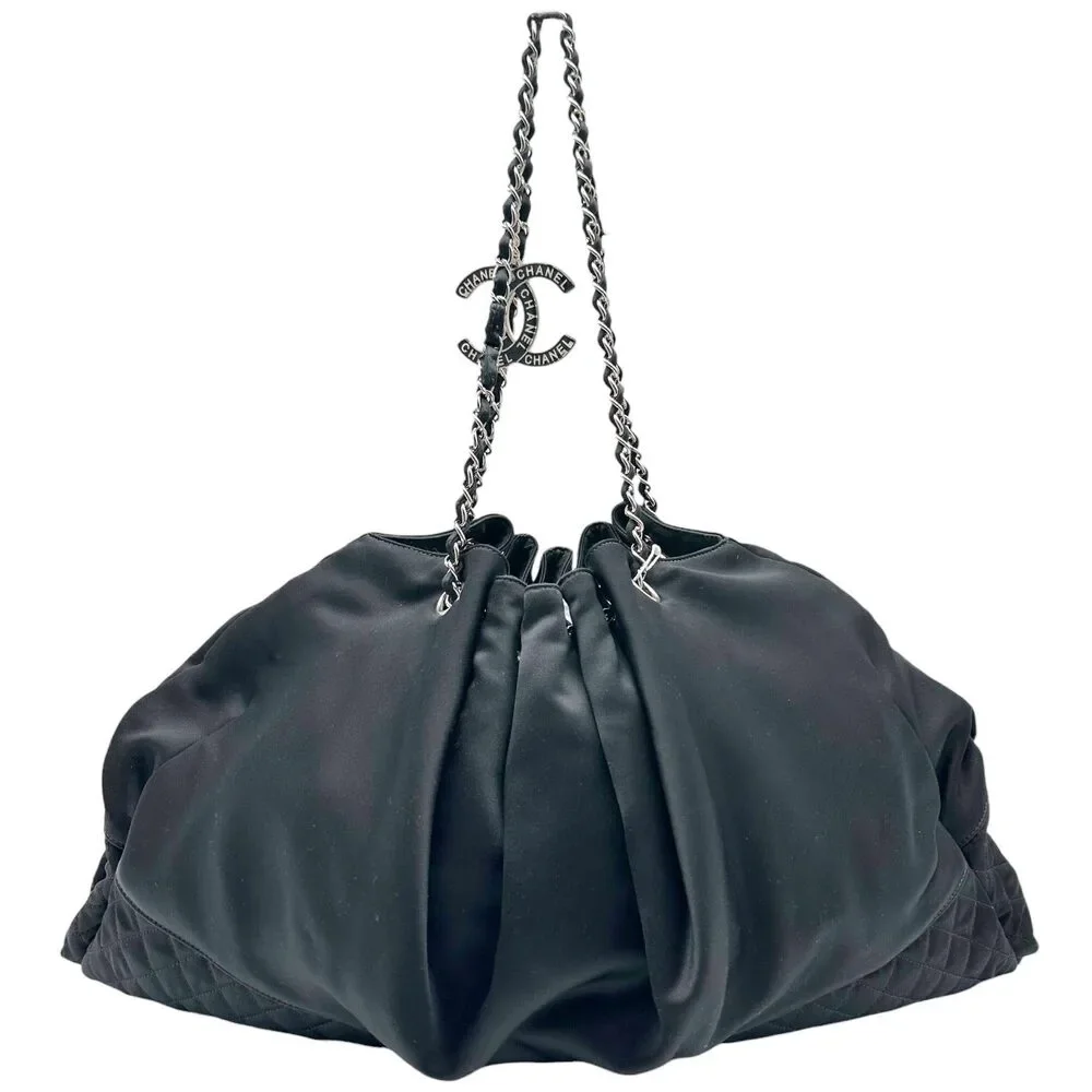 Chanel Black Satin Melrose Cabas Tote Bag 2006-08